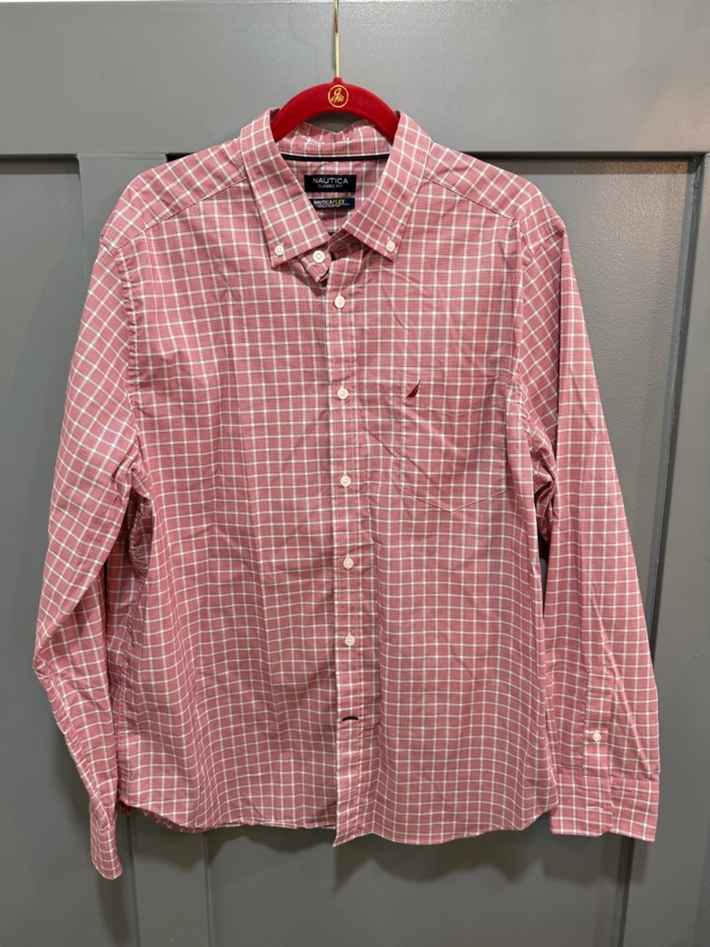 Nautica Pink Grid Button-Down Shirt - Picture 6 of 9